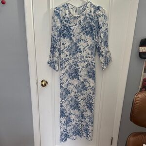 Reformation Size 8 Carolena Floral Print Crepe de Chine Midi Dress